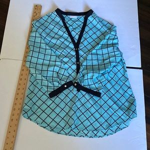 Blue and black checkered pattern blouse